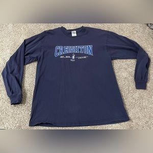 Large long sleeve dark blue creighton shirt